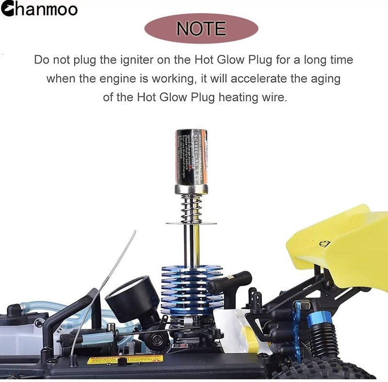 Chanmoo Nitro Starter Glow Plug Igniter 3600mAh with Charger Tools Fuel Bottle Combo for 1/8 1/10 RC Crawler Truck Car Nitro Engine Power Redcat HSP Traxxas T-maxx 3.3 80142A Axial Kyosho - Image 5